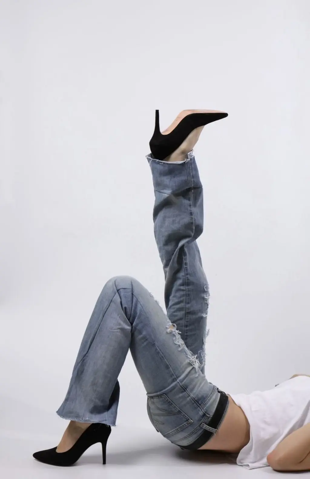 jeans with heels Ripped Denim with Stiletto