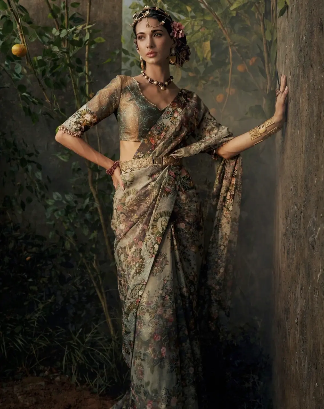 The Saree Ensemble Begins Close to the Skin