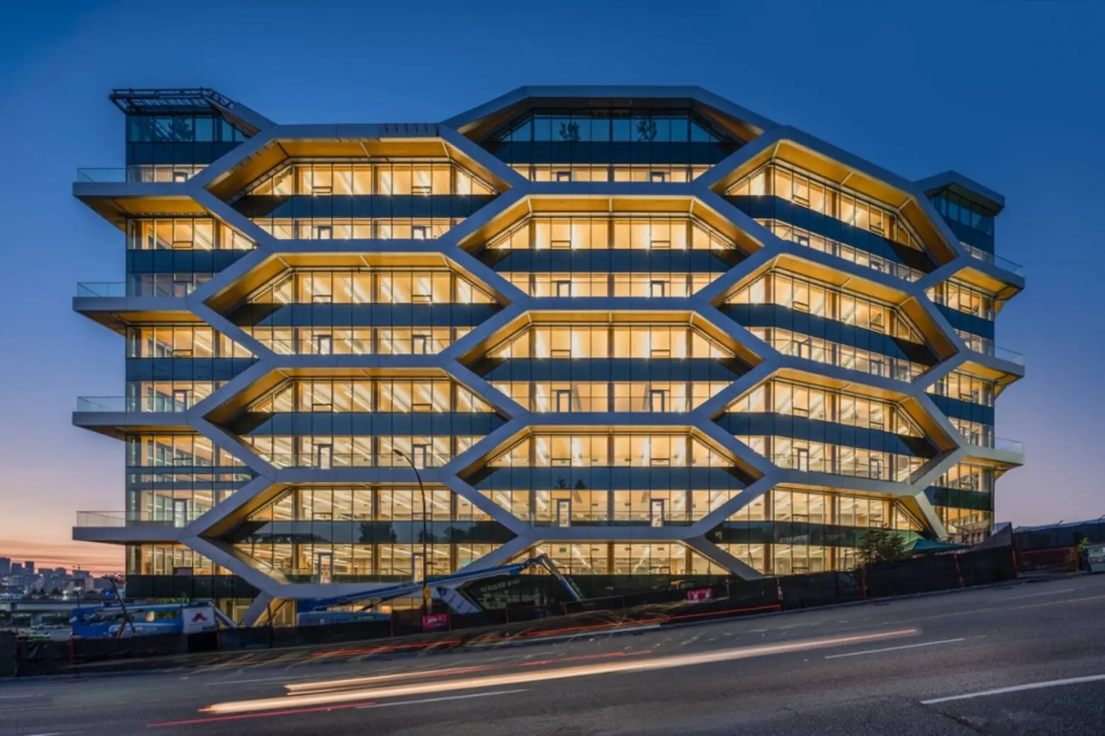 The Hive (2150 Keith Drive) in Vancouver is a 10-story, 45-meter tall mass timber office building Bio-integrated Design