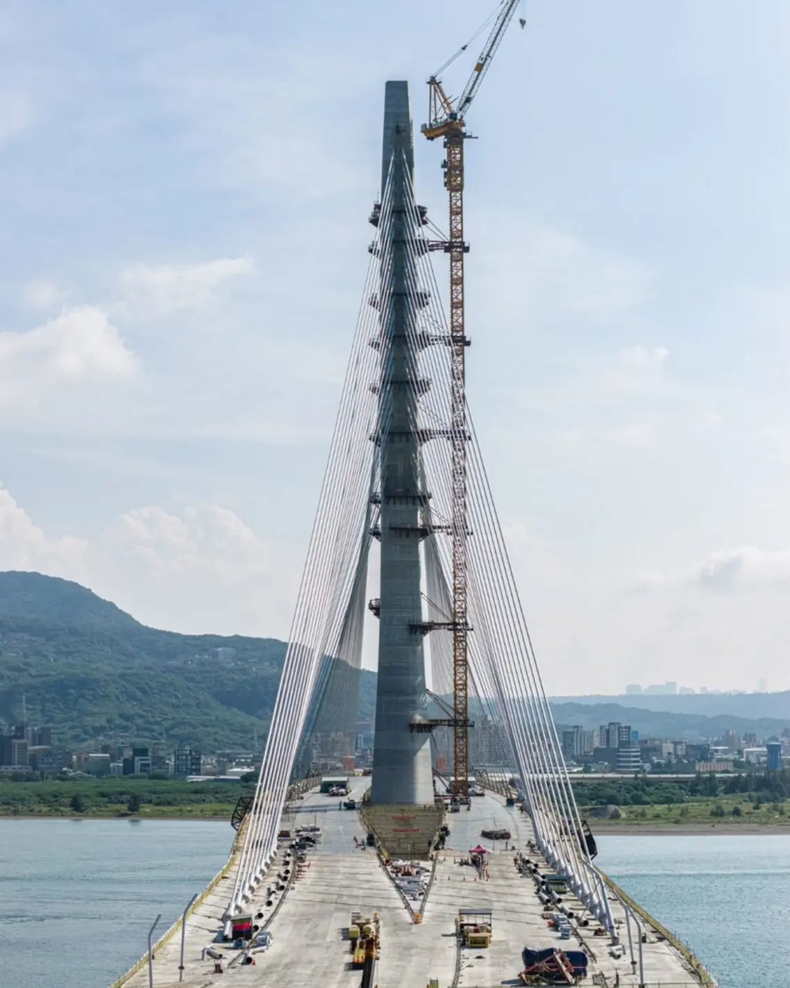 Danjiang Bridge during the finale stage of construction contemporary architecture Zaha Hadid Architects