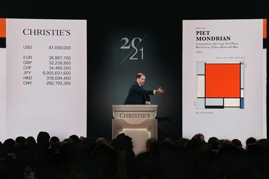 Composition With Large Red Plane, Bluish Gray, Yellow, Black and Blue, 1922, fetched $47.6 million at auction