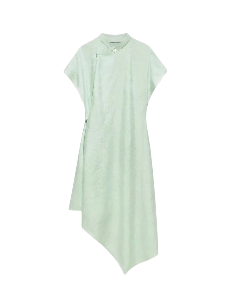 Shanghai Tang Jacquard Dress Jaded Stillness