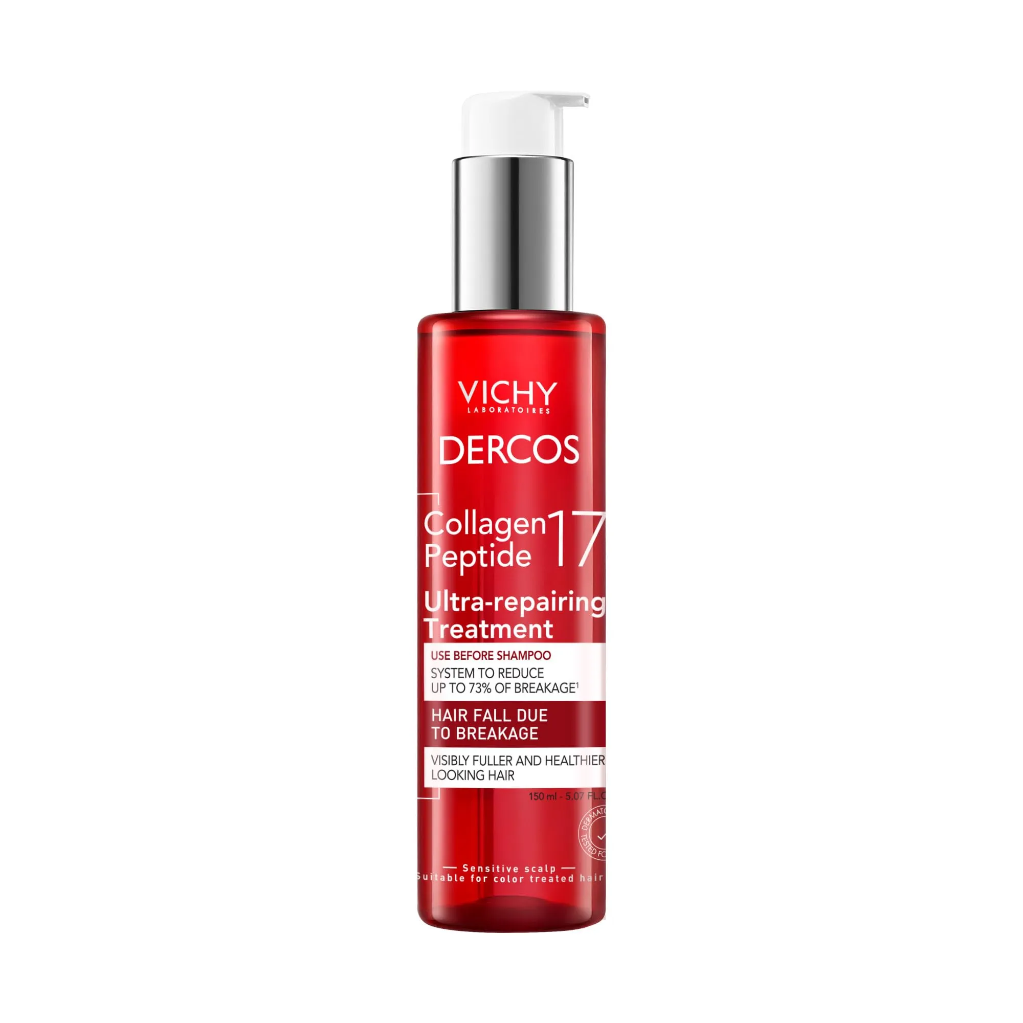 Vichy Dercos Collagen 17 Filler Ultra-Repairing Pre-Shampoo Treatment. Sleek hair Vichy Dercos Collagen 17 Filler Ultra-Repairing Pre-Shampoo Treatment.