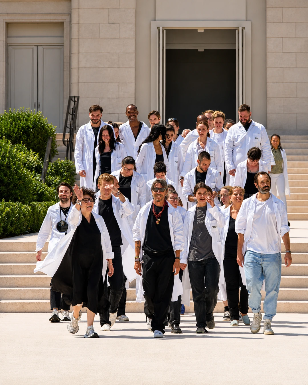 Pierpaolo Piccioli and his atelier team closing the show Balenciaga Fall 2026 Couture end