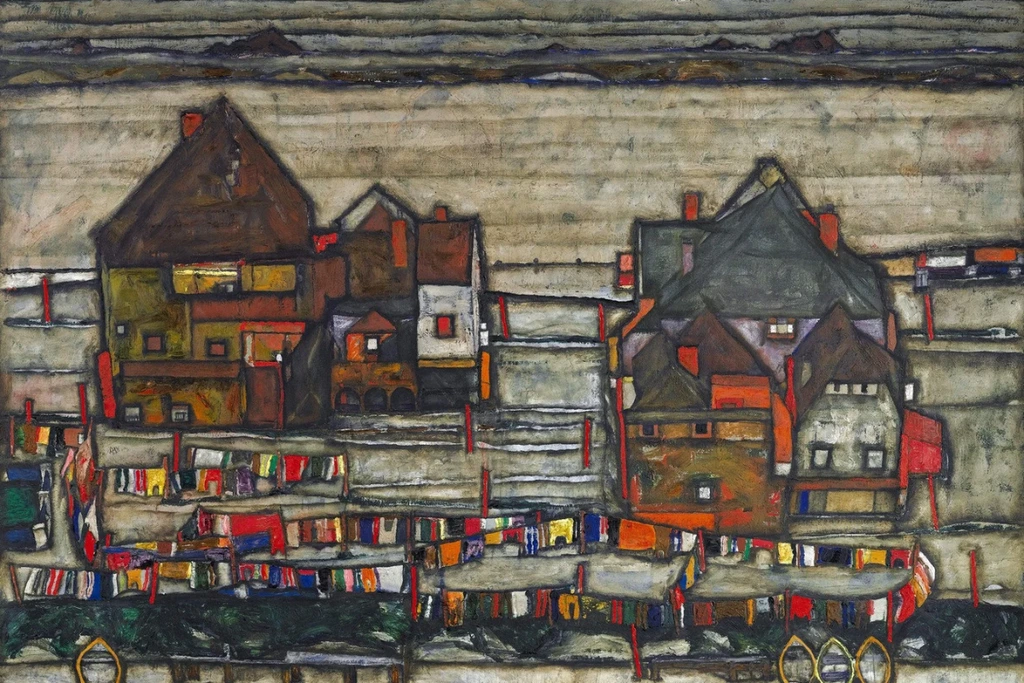 Egon Schiele's Häuser Mit Bunter Wäsche (Vorstadt II) Expressionism