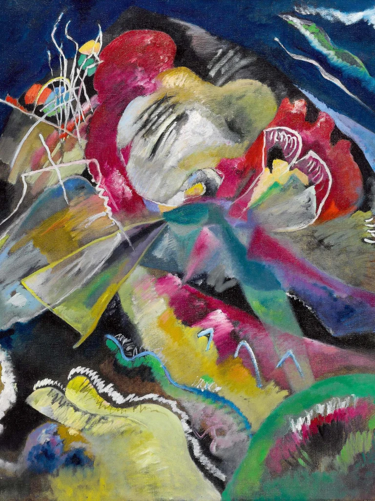 Wassily Kandinsky, Bild mit weissen Linien, 19,5 × 110 cm, oil on canvas Expressionism