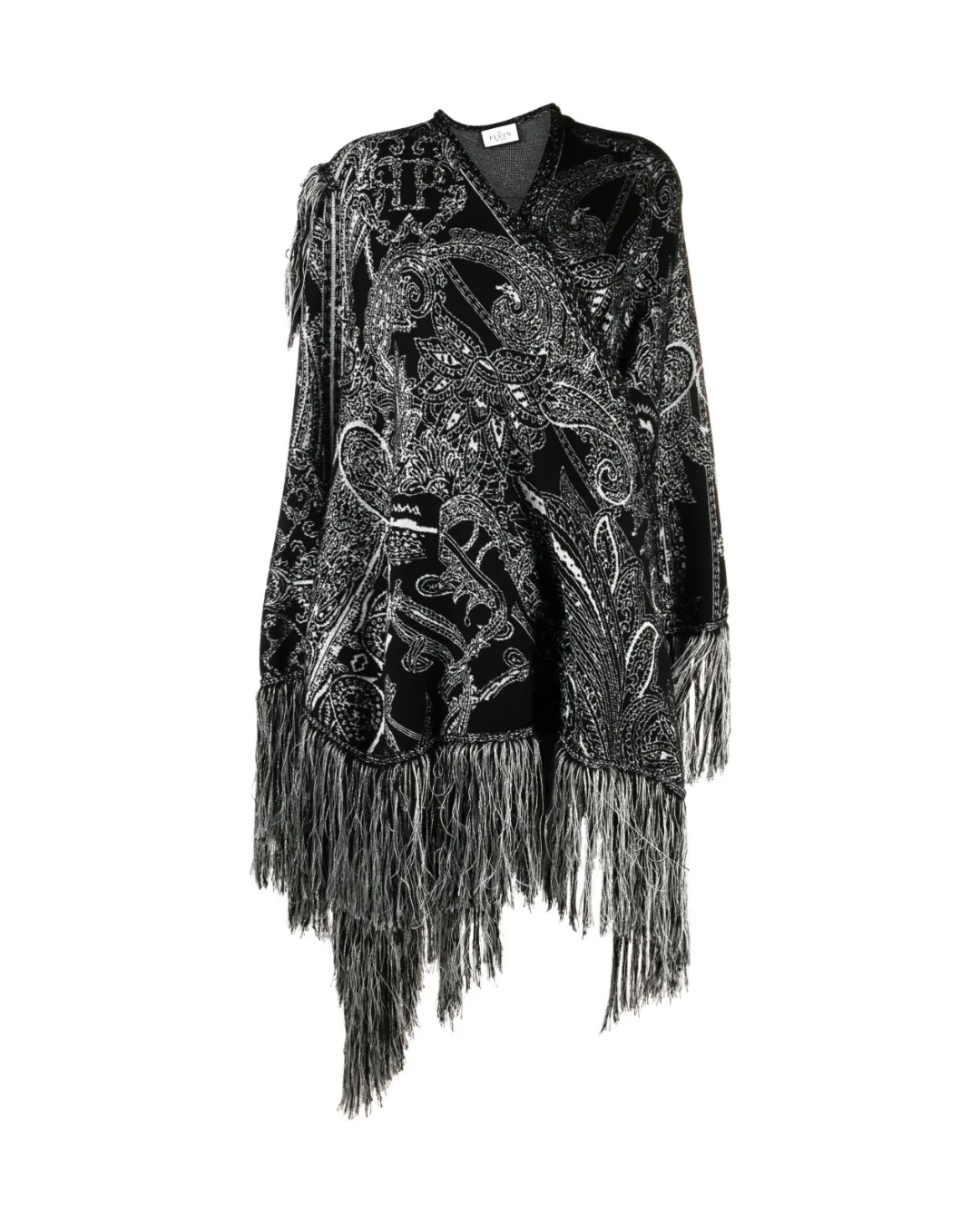 Philipp Plein Paisley-jacquard Wool Cape dark bohemia