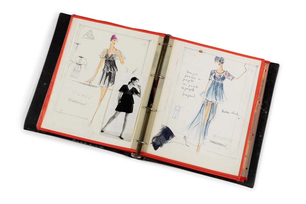 Lot 20, an original folder of 25 sketches and documentation Karl Lagerfeld’s sketches auction