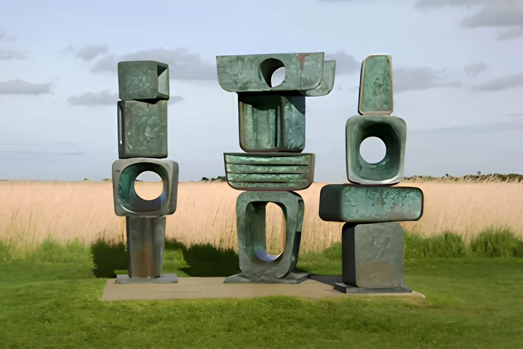 Three pieces from The Family of Man, a series of nine bronze sculptures by Barbara Hepworth, 1970 Barbara Hepworth