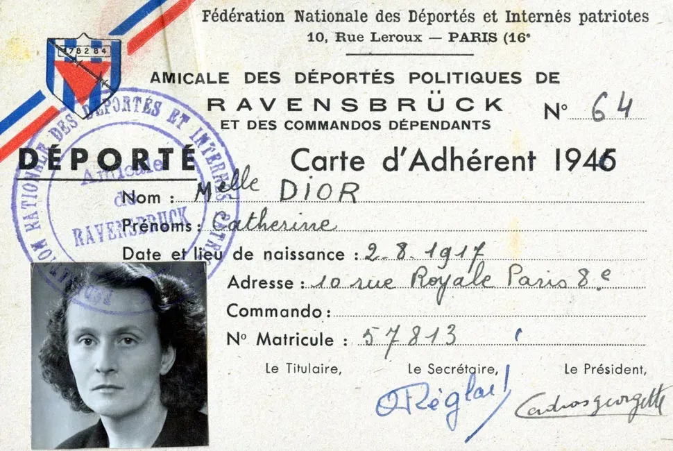 Miss Dior Catherine Dior’s membership card for the Ravensbrück Deported Association, 1946