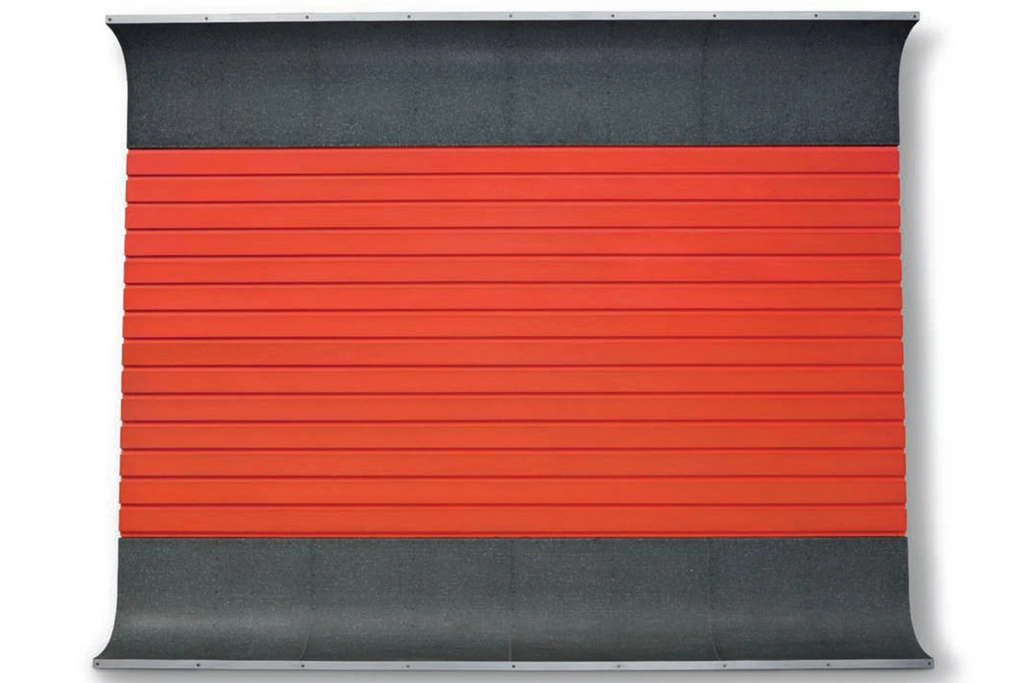 Untitled (DSS 42), light cadmium red oil and black oil on wood with galvanized iron and aluminum, 76 x 96 x 11¾ in. (193 x 243.8 x 29.8 cm.), executed in 1963 Minimalism