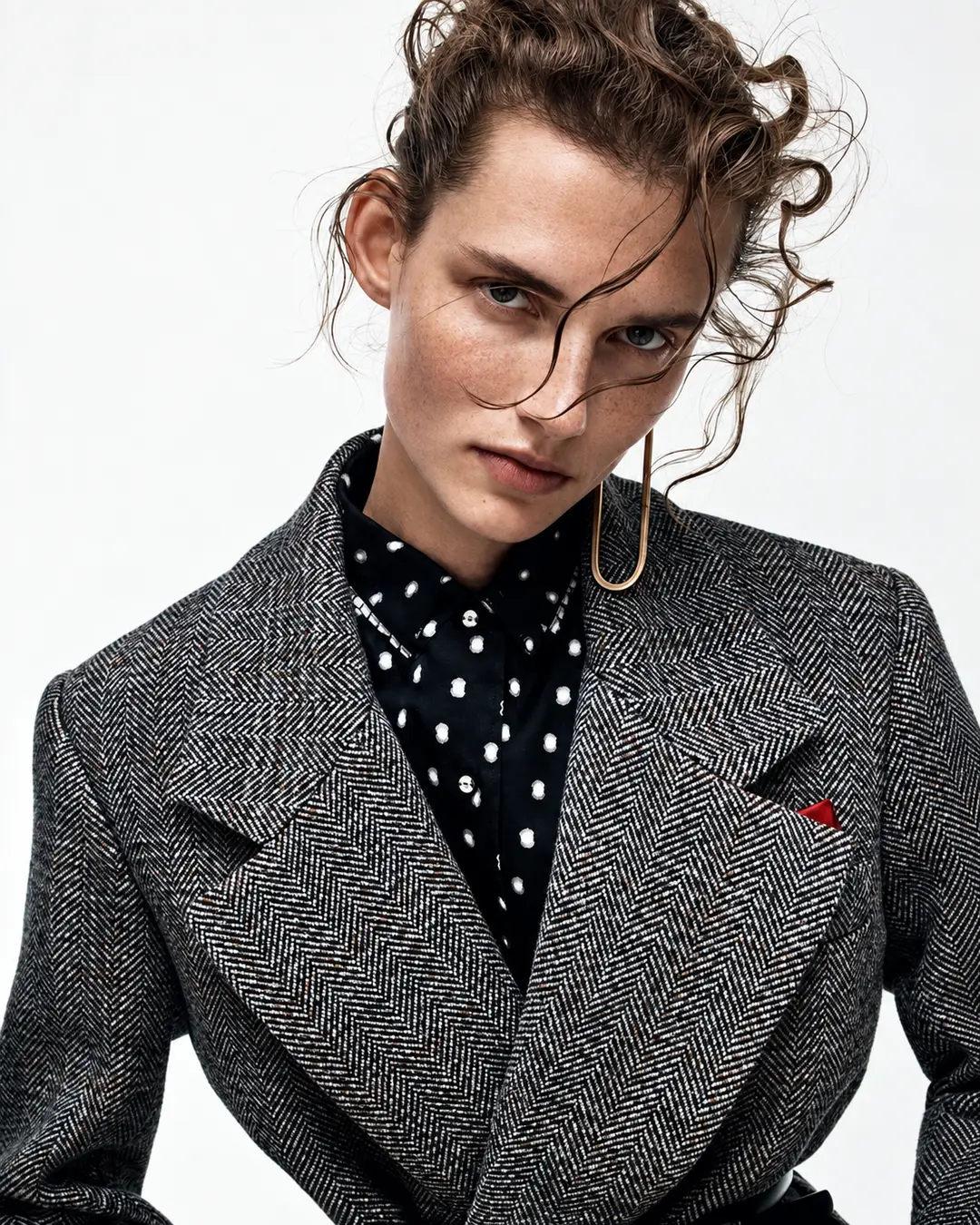 Giedrė Dukauskaitė for Vogue Paris September 2017 herringbone fabric 4