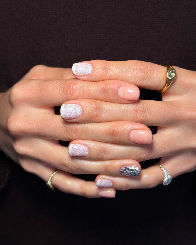 Iris Law's nails by Imarni Ashman Lace Nails Wear Like a Veil