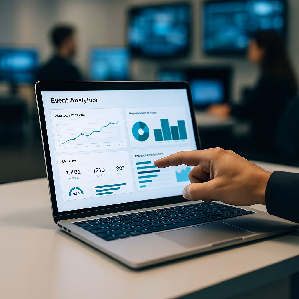 Live event analytics dashboard showing attendance data and metrics