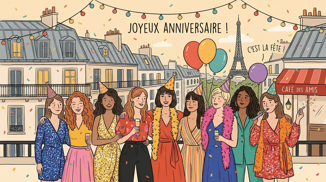 Groupe de copines célébrant un enterrement de vie de jeune fille à Paris