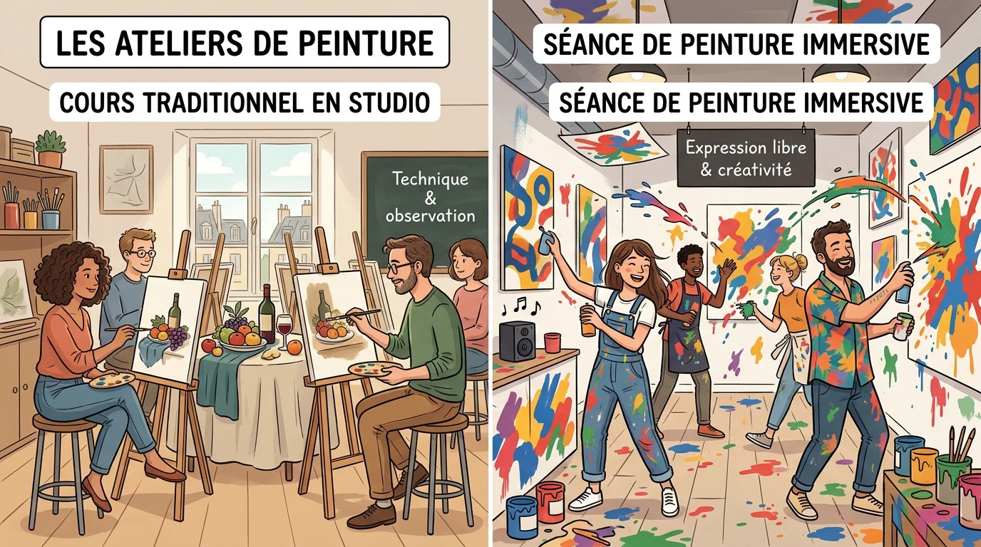 Comparaison de deux formats de cours de peinture à Paris