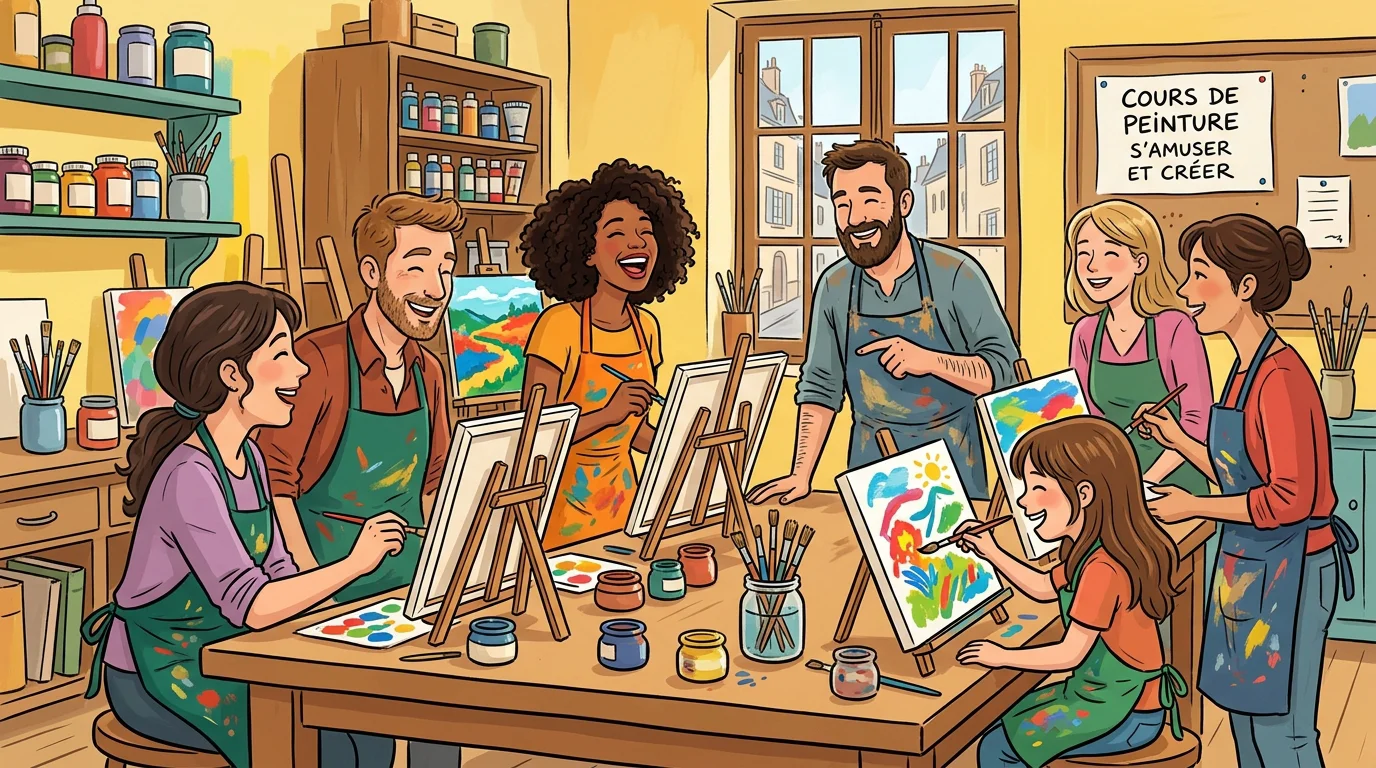Groupe participant à un atelier de peinture créatif à Paris