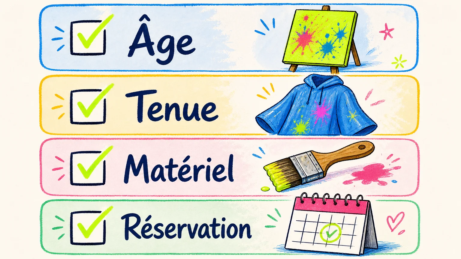 Checklist illustrée pour choisir un atelier de peinture fluo