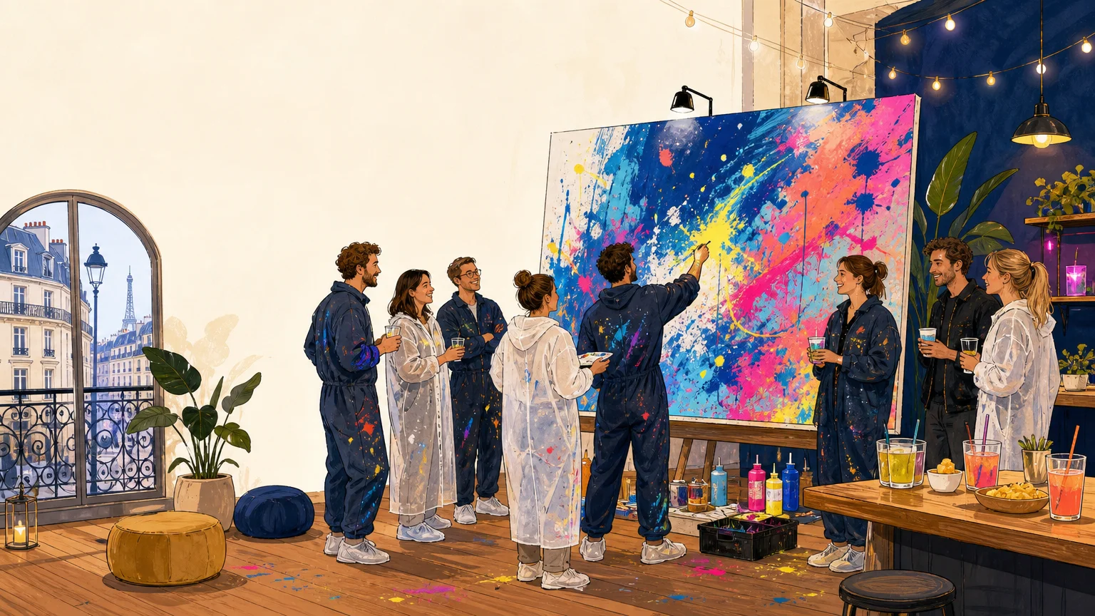 Illustration d’un événement collectif créatif à Paris