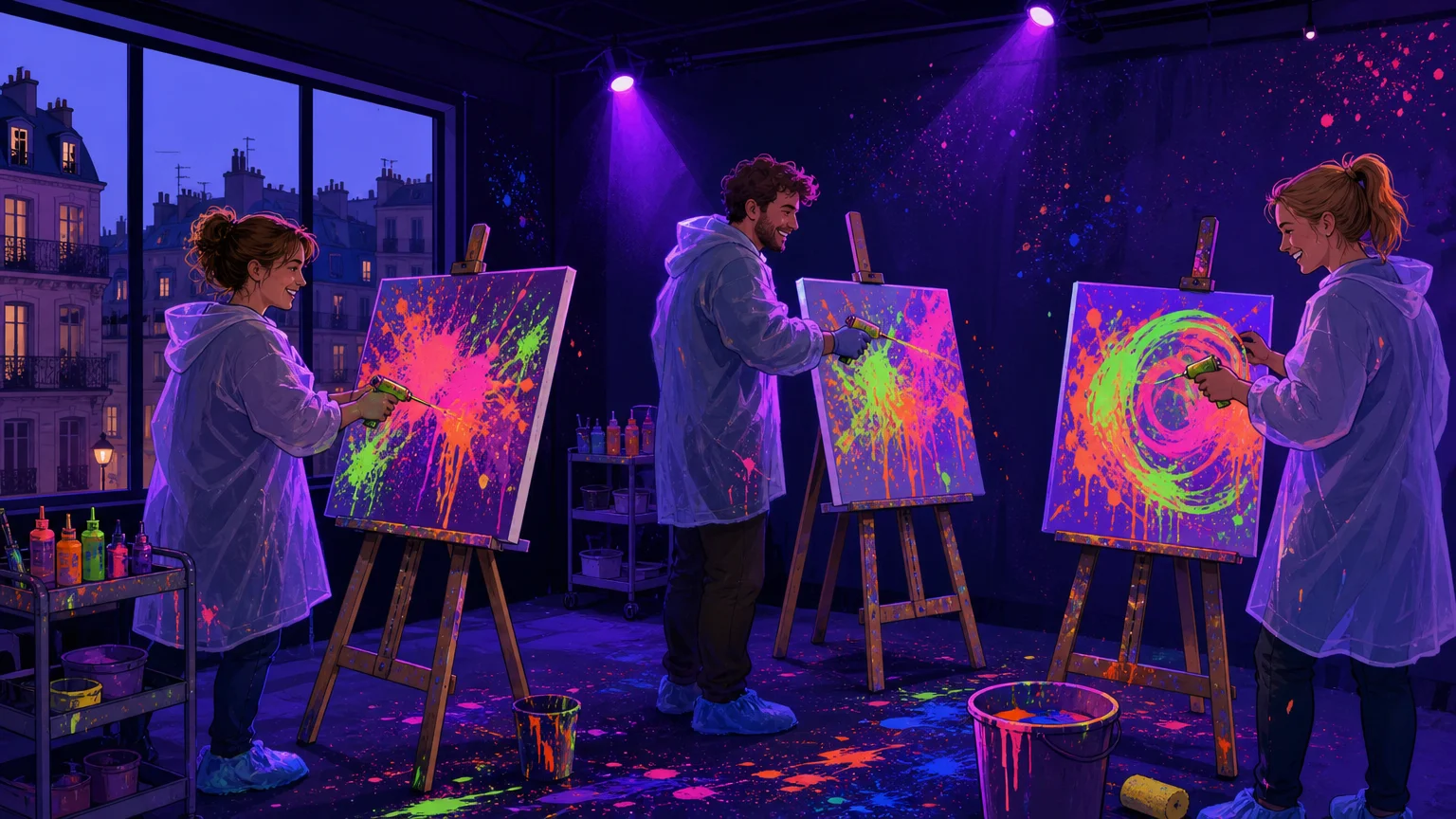 Atelier de peinture immersif à Paris avec des participants européens