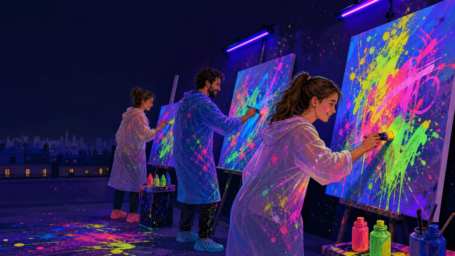 Illustration d’une activité de peinture fluorescente à Paris