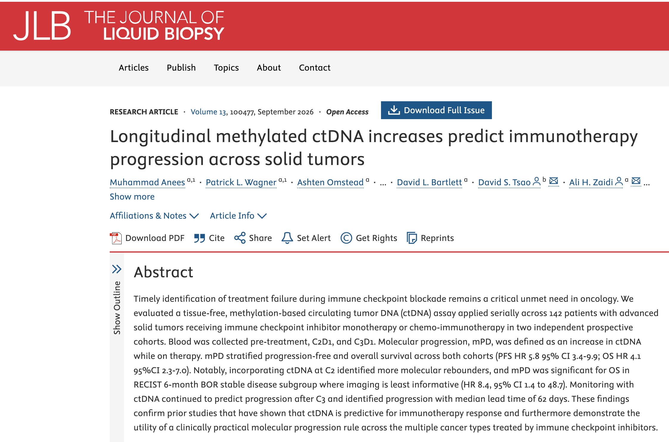 Longitudinal methylated ctDNA increases predict immunotherapy progression across solid tumors