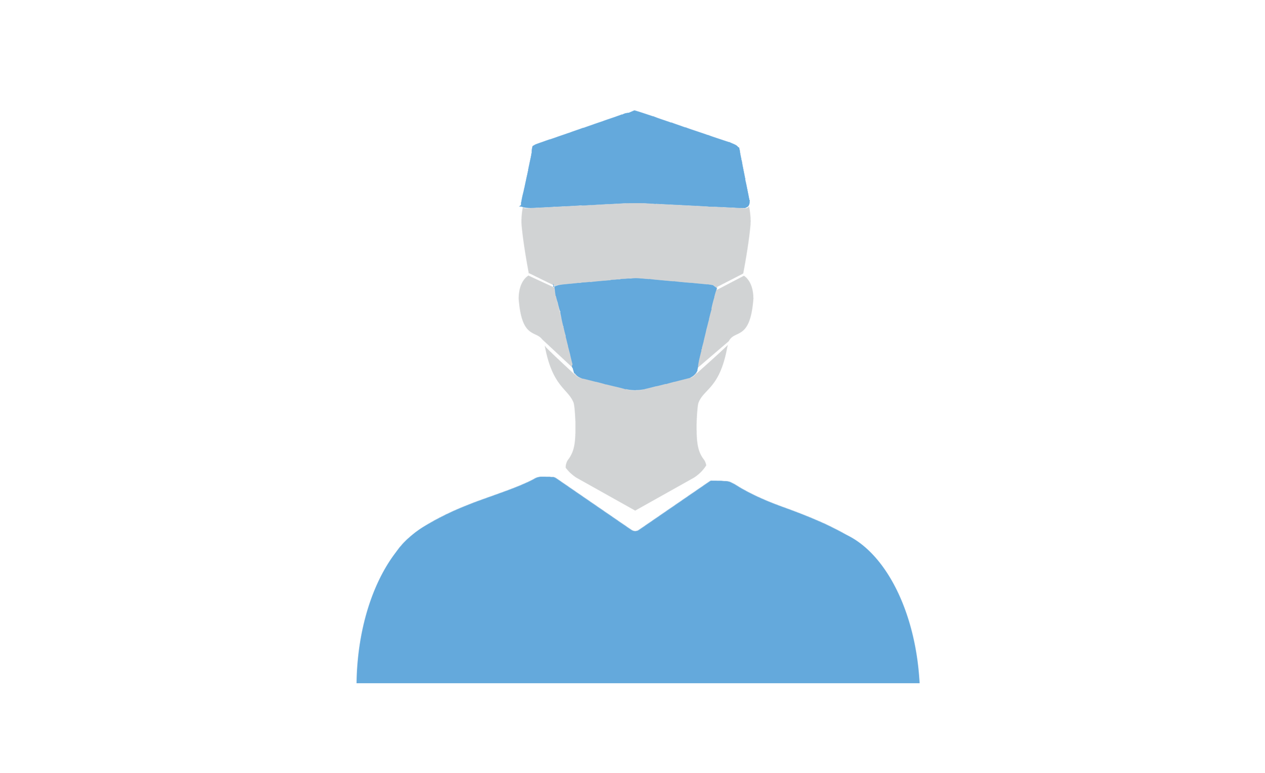 Illustration of a medical professional wearing a surgical cap, mask, and scrubs, representing a healthcare worker or surgeon.