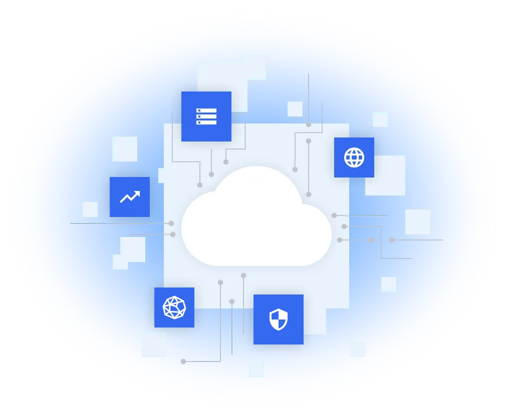 a cloud connected by many enterprise elements