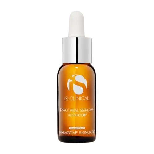 Fläschchen mit iS Clinical Pro-Heal Serum Advance Hautpflegeprodukt mit Pipettenverschluss.
