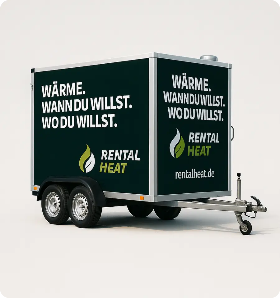 Heizanhänger von Rental Heat mit Pelletheizung
