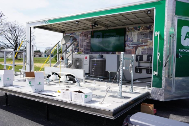 A trailer with a green and white trailerAI-generated content may be incorrect.