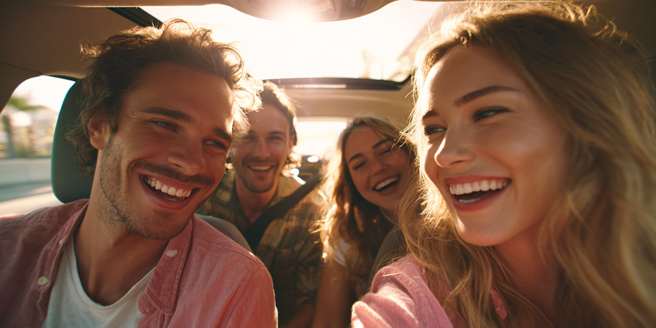 Imagen "selfie" de cuatro personas en un auto