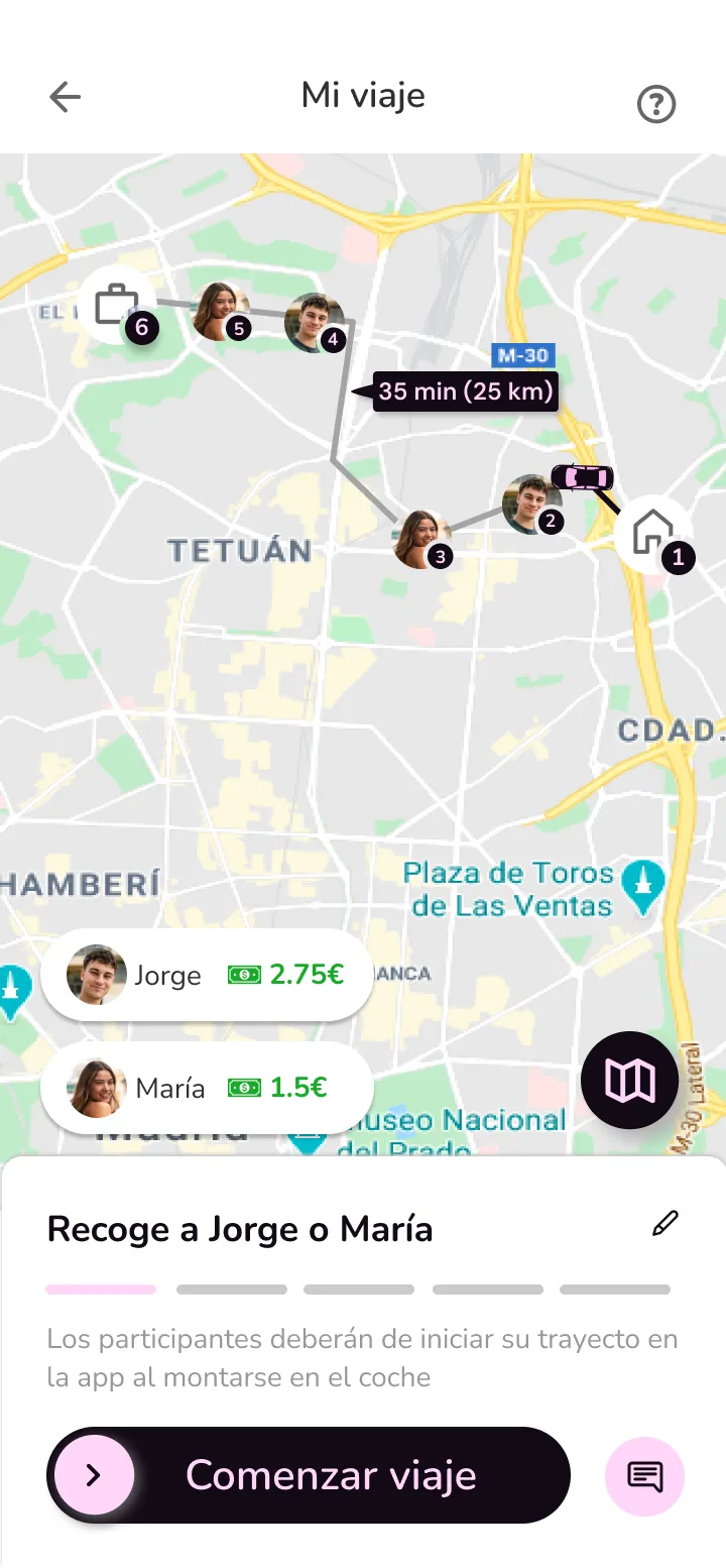 Captura de pantalla de mapa con rutas
