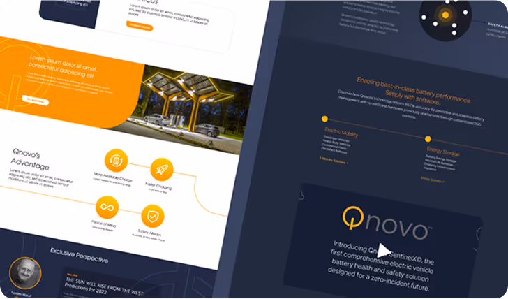 Wireframes from the Qnovo website redesign