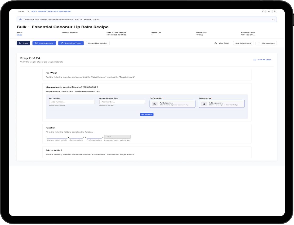 Procense industrial gateway with live sensor readings, audit log, and batch configuration panels