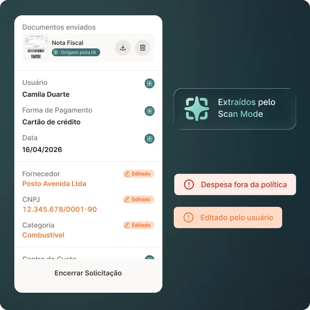 Compliance automático Payfy sinalizando despesas fora da política antes da aprovação