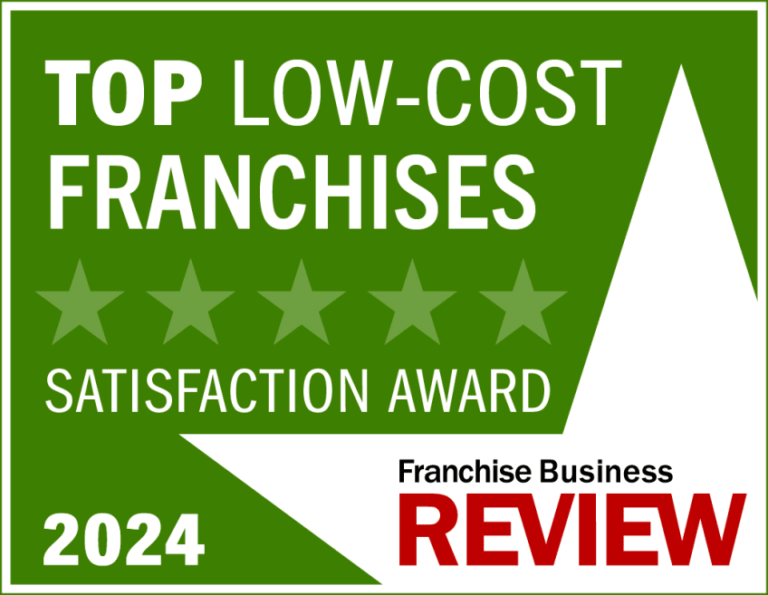 Top Low-Cost Franchises Satisfaction Award 2024 by Franchise Business Review.