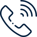 Icon of a telephone handset with wireless signal waves indicating a phone call or connectivity.