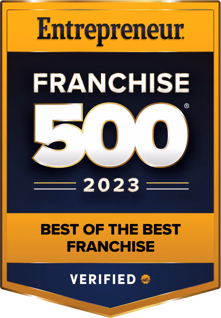 Entrepreneur Franchise 500 2023 Best of the Best Franchise Verified badge.