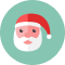 Icon of Santa Claus face wearing a red hat with white trim and beard.