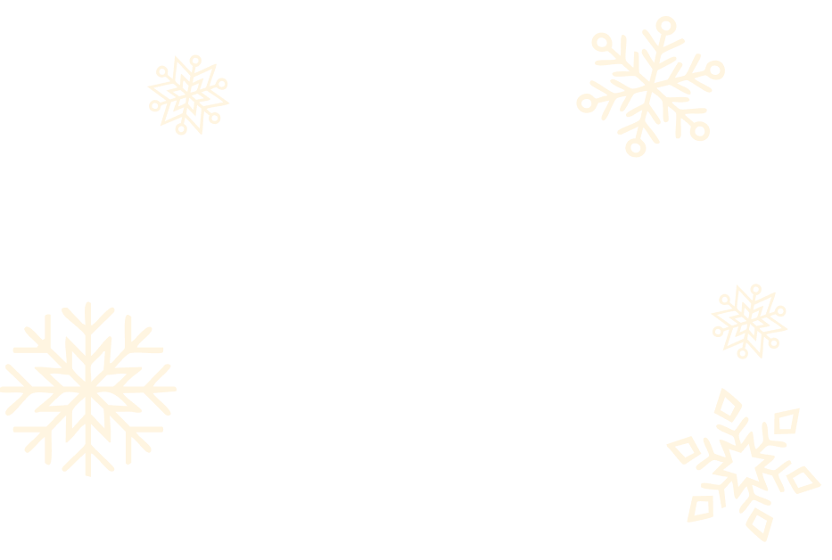 Five beige snowflakes of varied designs scattered on a transparent background.