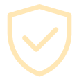 Shield outline with a checkmark inside symbolizing security or protection.