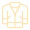 Icon of a jacket with collar and long sleeves outlined in beige.