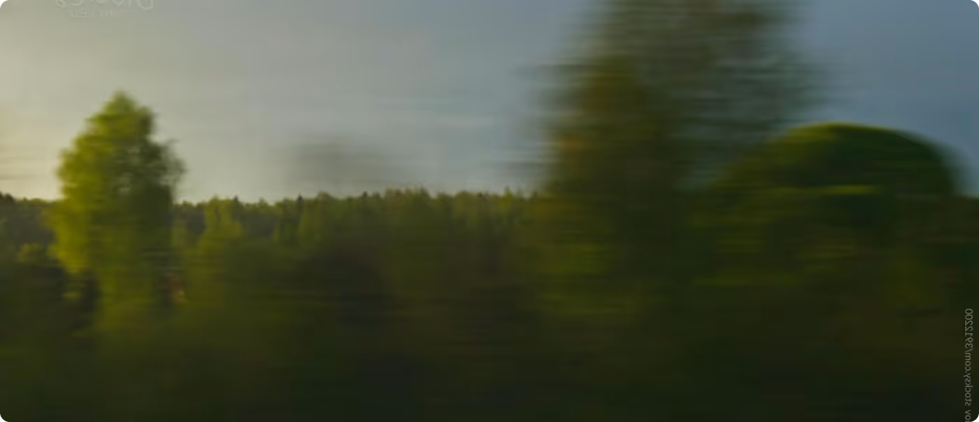 Background image showing tress in a forest blurred by speed