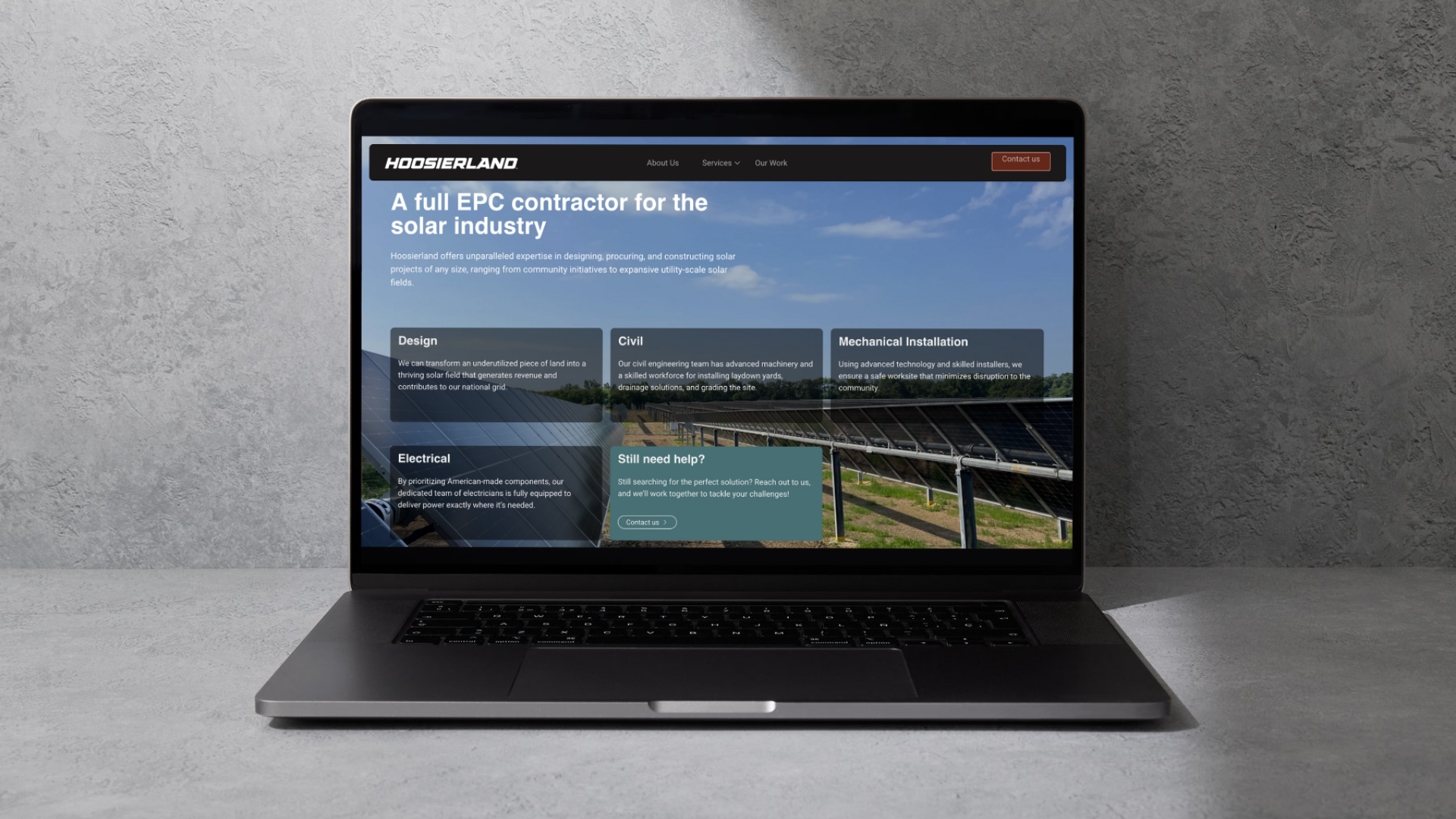 A laptop screen displaying a section of Hoosierland's website