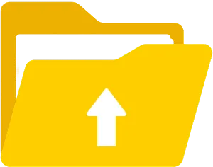 Yellow folder icon with a white upward arrow indicating upload or transfer.