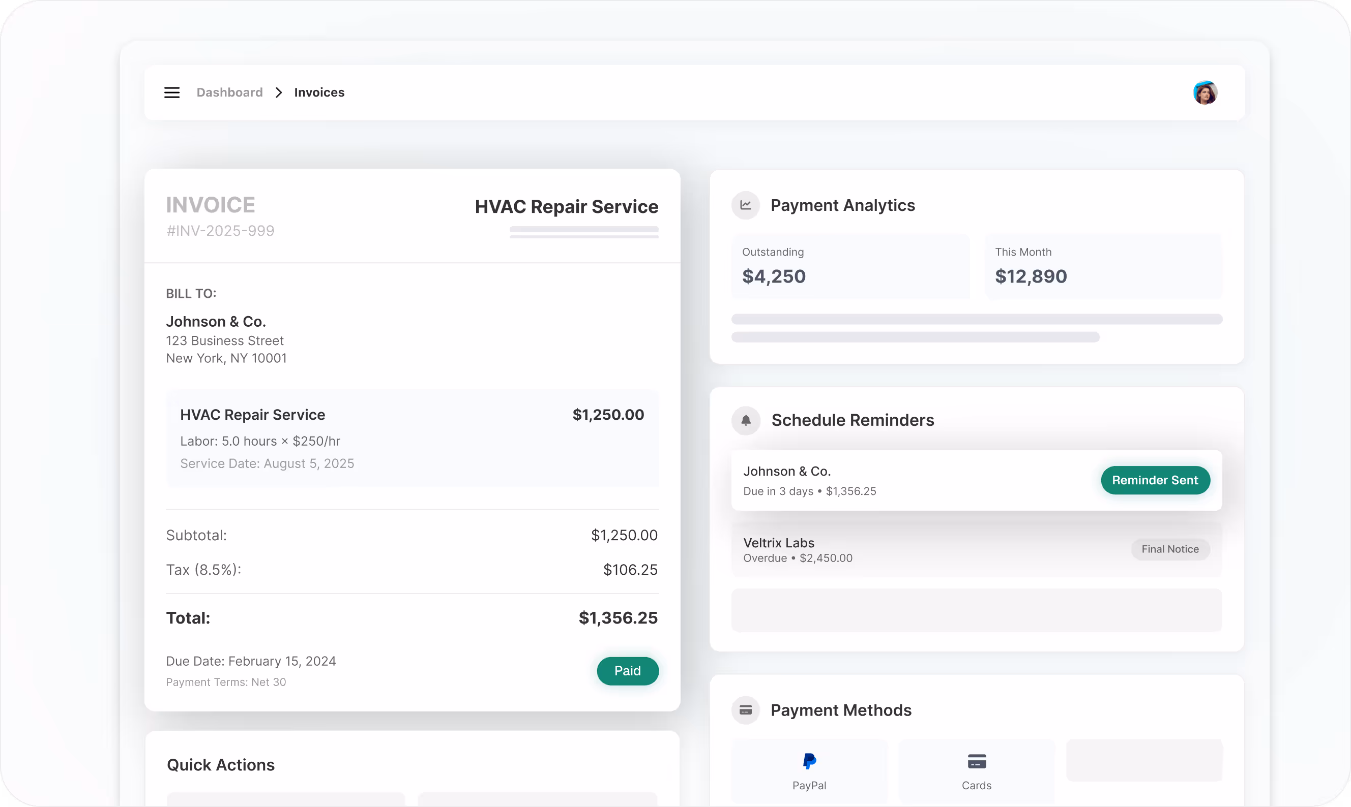 Wizniche invoices feature