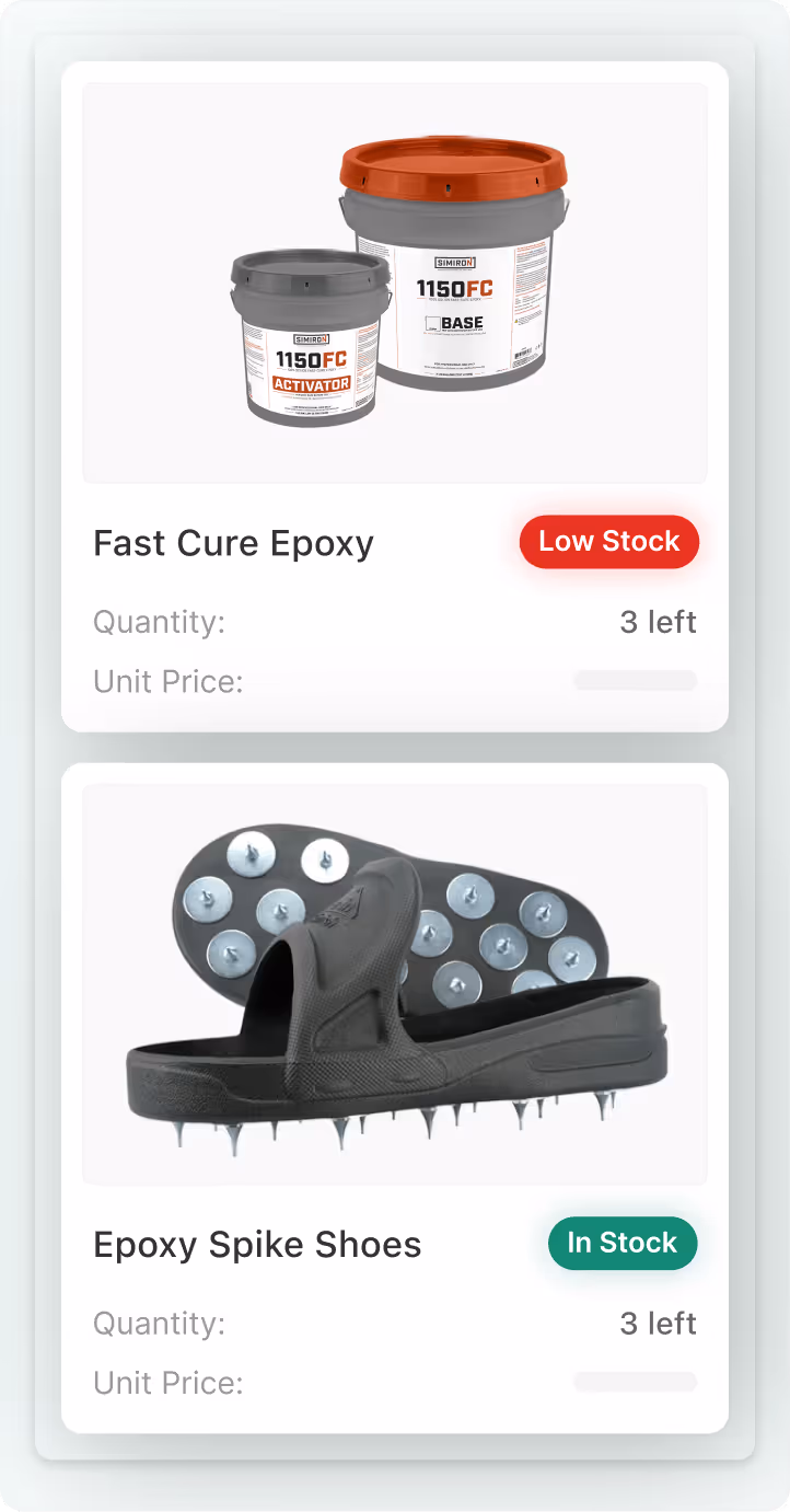 Inventory feature mobile view