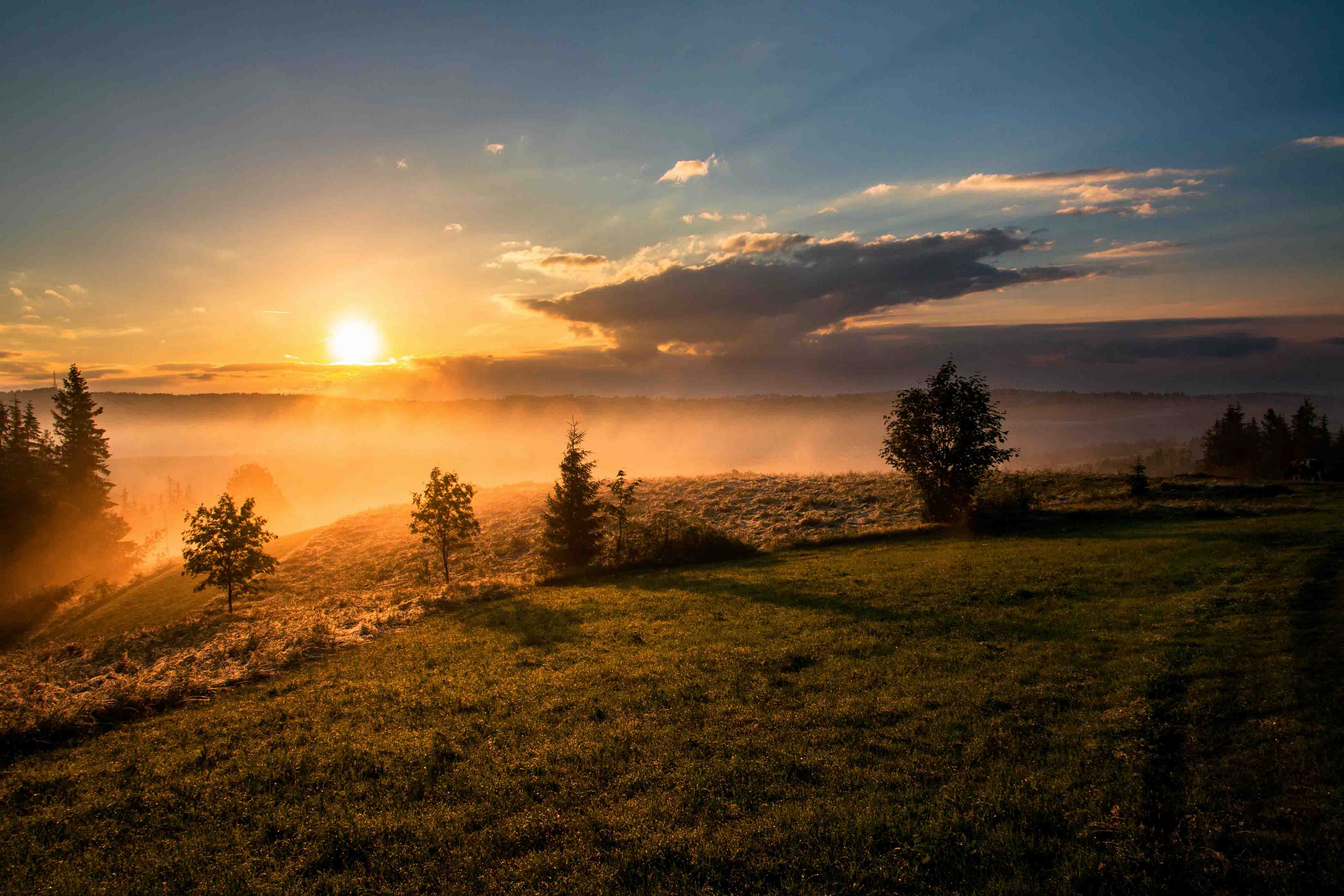 Eine Landschaft bei Sonnenaufgang