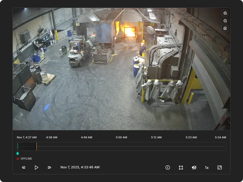 A fire detected on the manufacturing floor